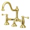 Kingston Brass KS3912BL Restoration Bathroom Bridge Faucet, Polished Brass KS3912BL - alternate 1